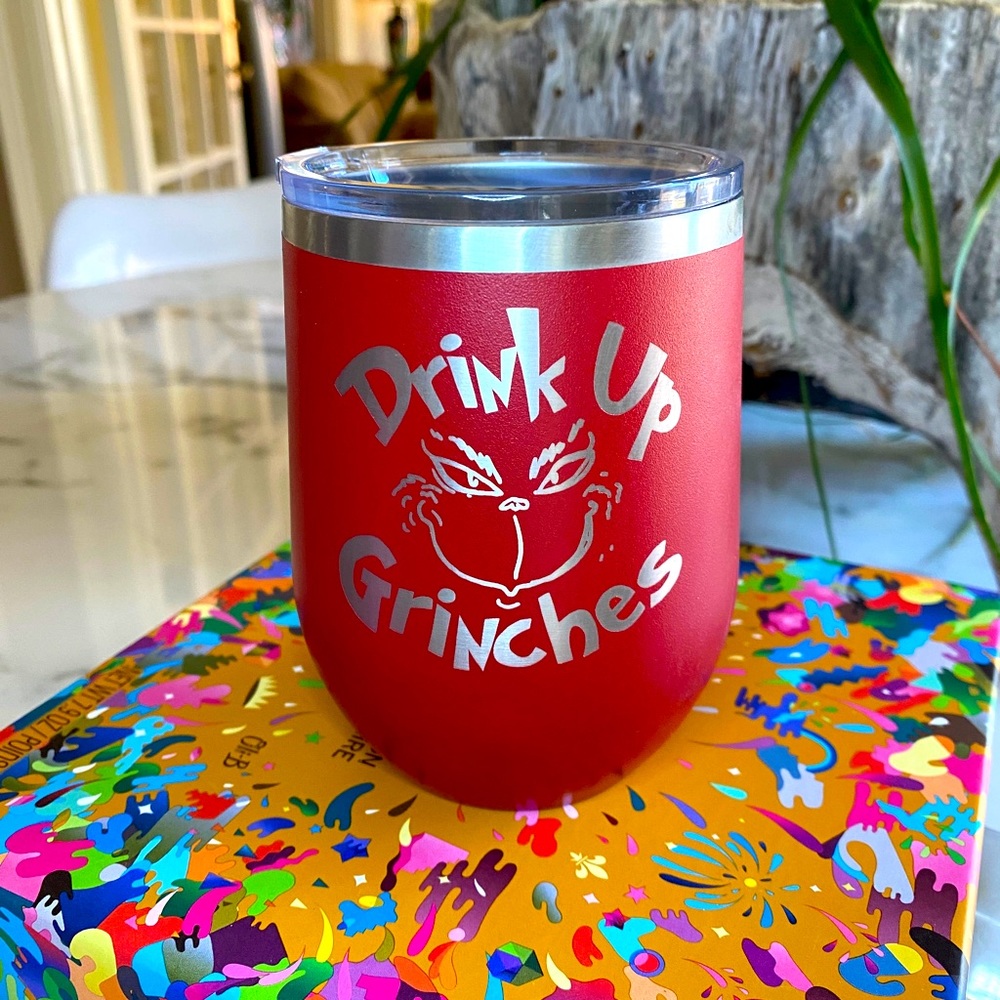 Drink Up Grinches 12 oz Tumbler with Lid